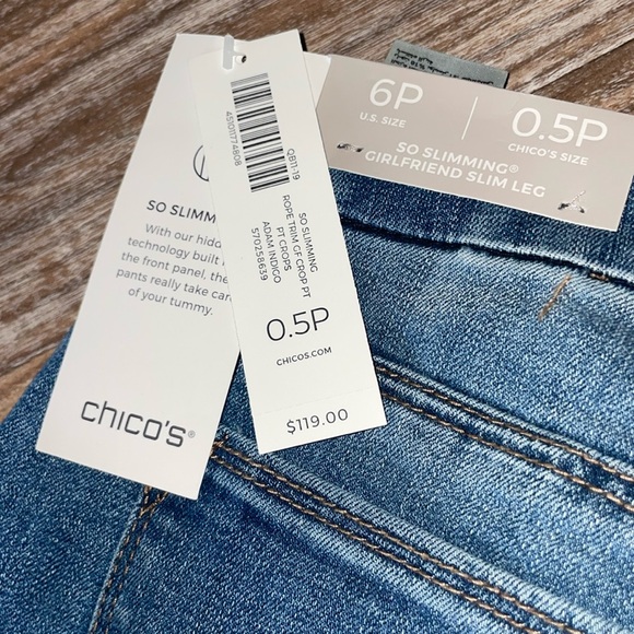 Chico’s So Slimming Rope Trimmed Girlfriend Crop Jean - Picture 7 of 9